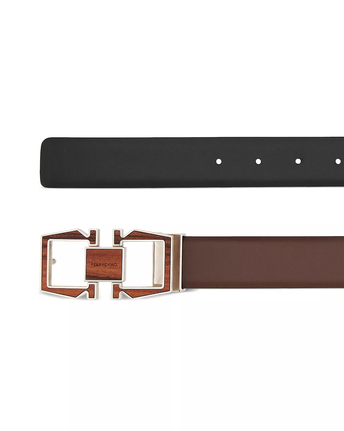 Men's Double Gancini Reversible Leather Belt - 4