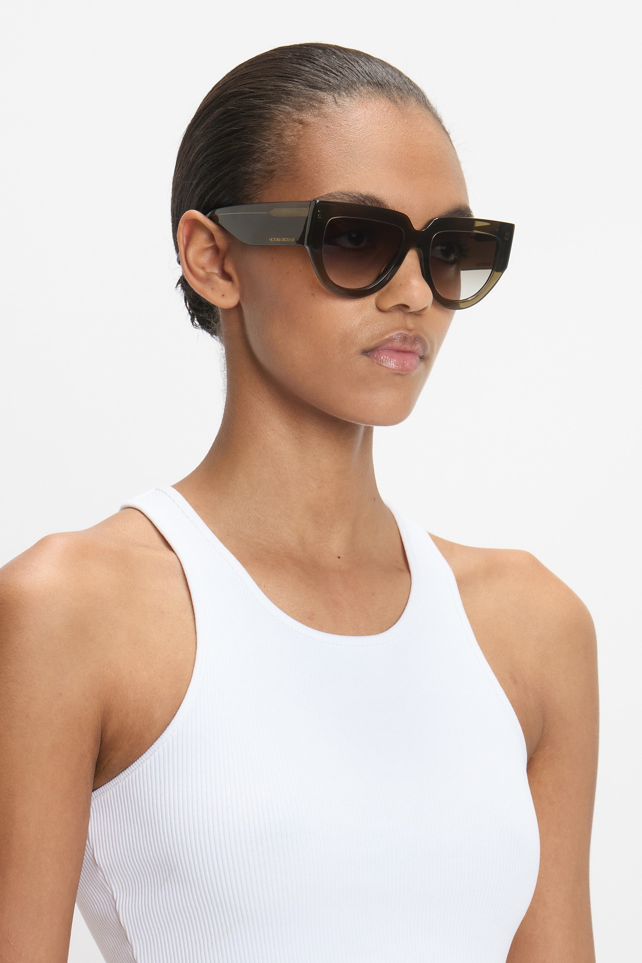 Soft Square Acetate Sunglasses In Khaki - 6