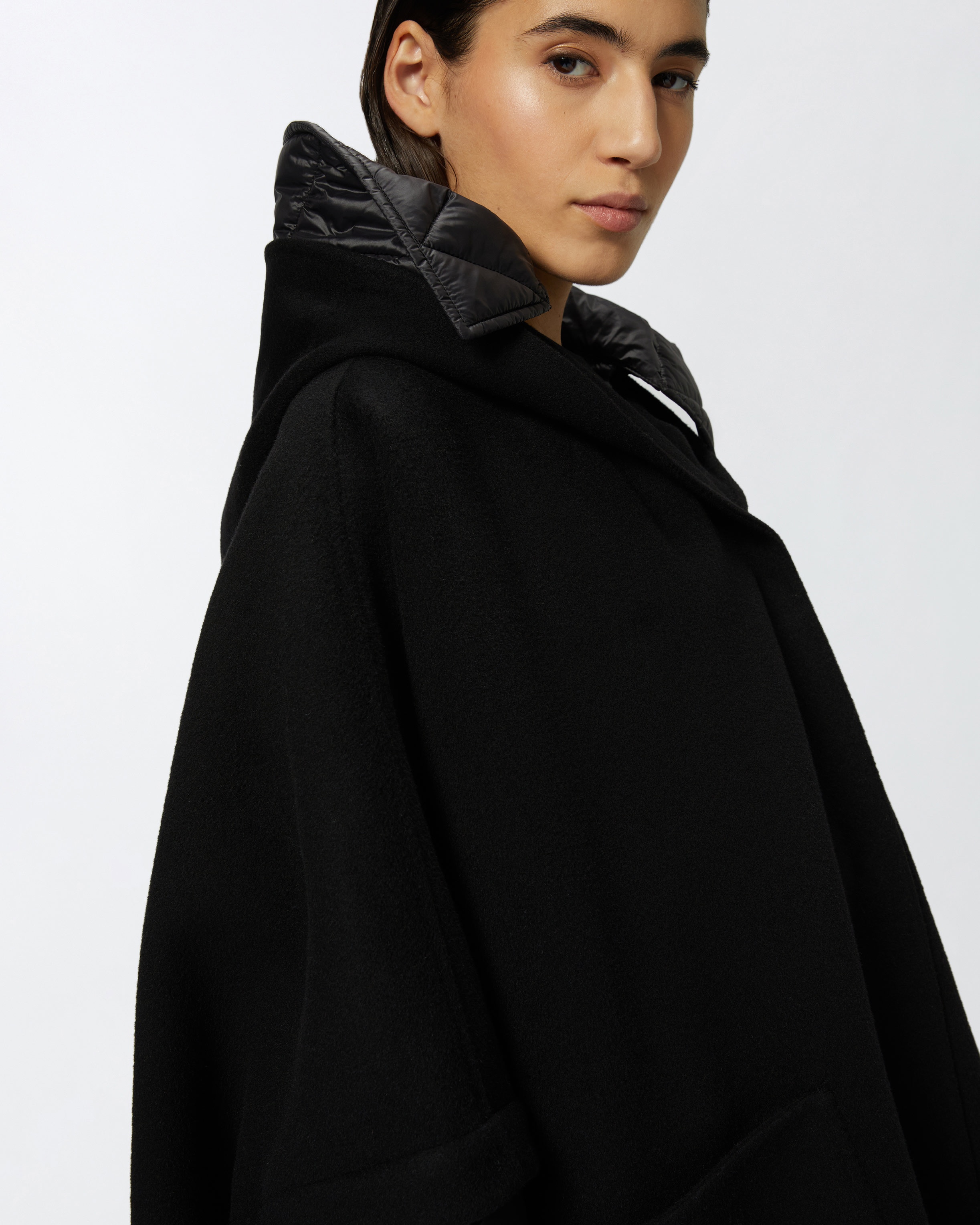 SHORT CAPE COAT WITH PADDED PUFFER - 4