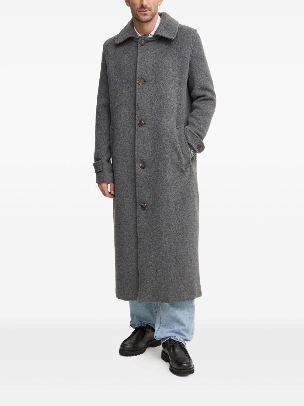 button-fastening front pockets coat - 2