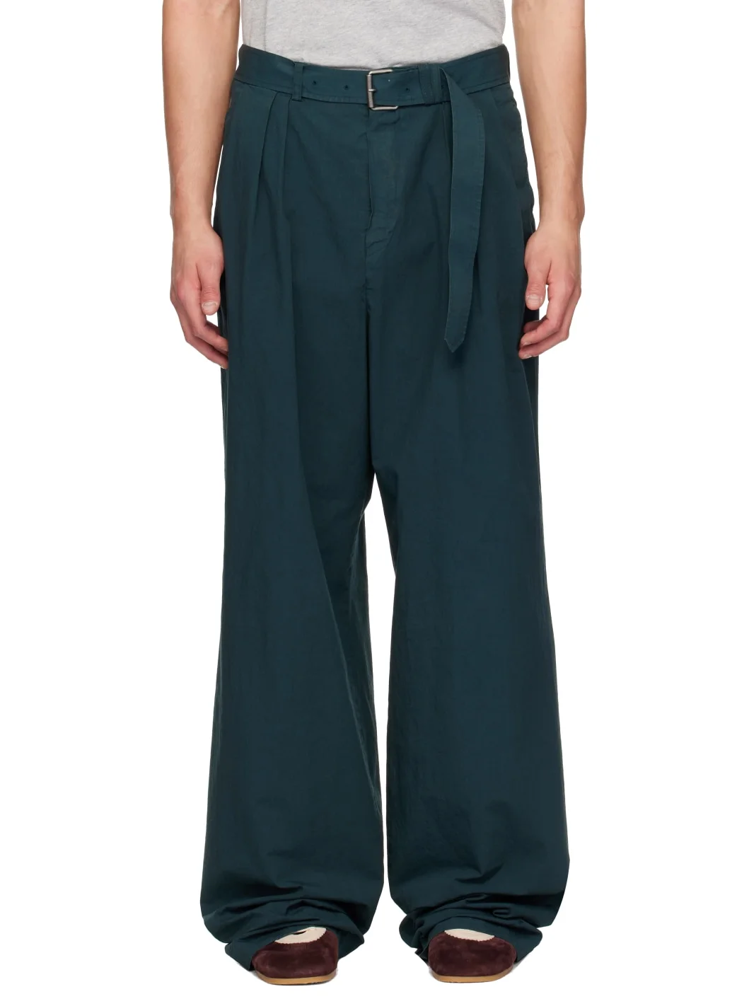 Green Poplin Trousers - 1