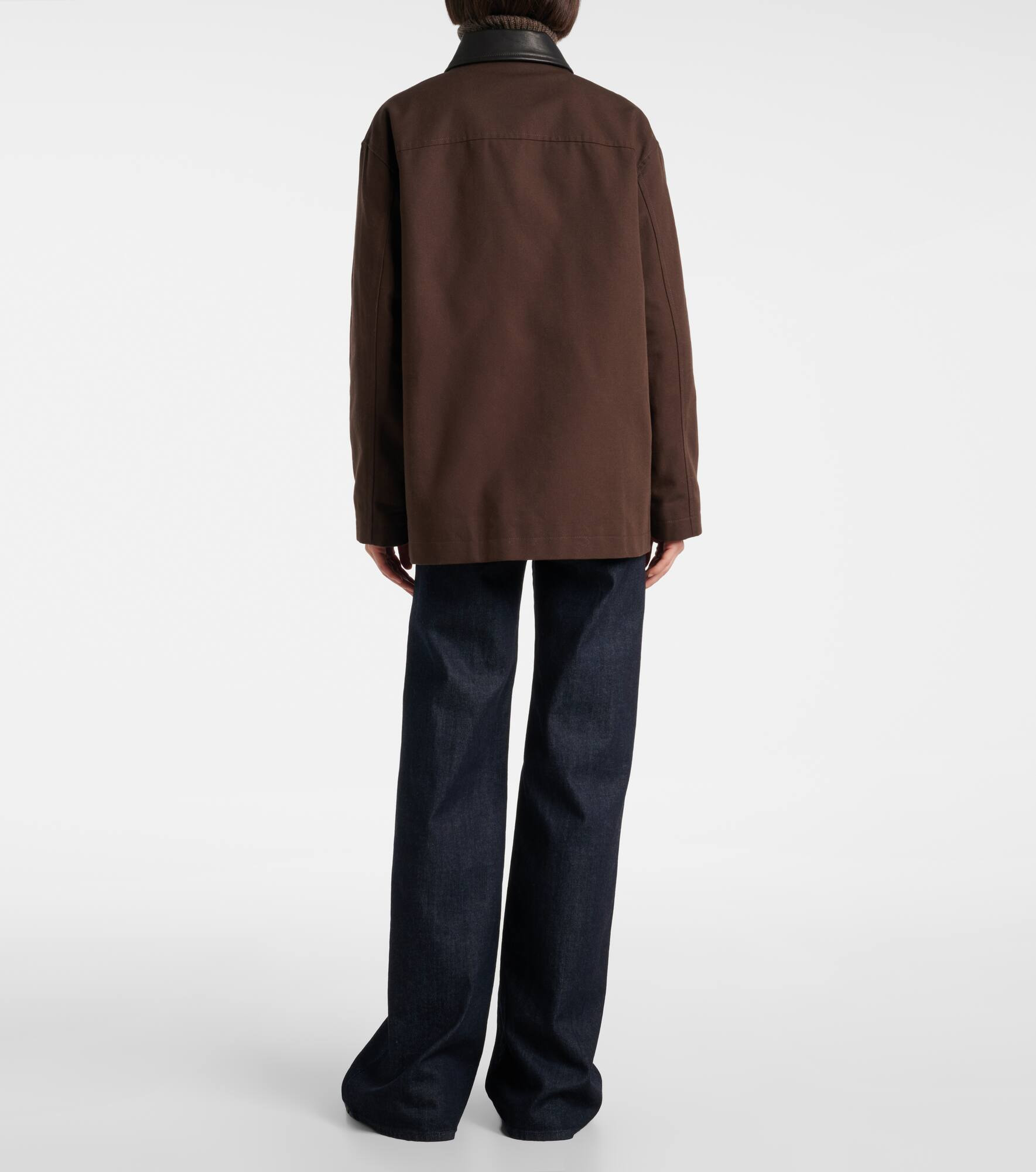 Leather-trimmed cotton jacket - 3