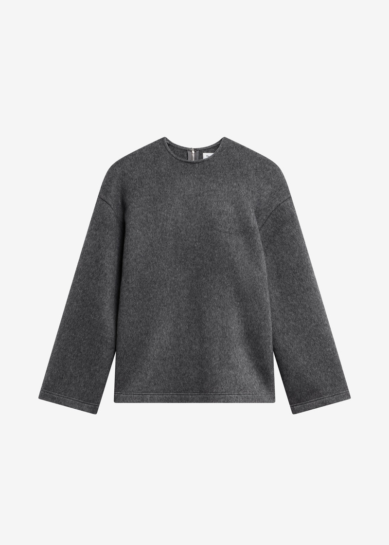 Delancey Long Sleeve Wool Top - Dark Grey Melange 1