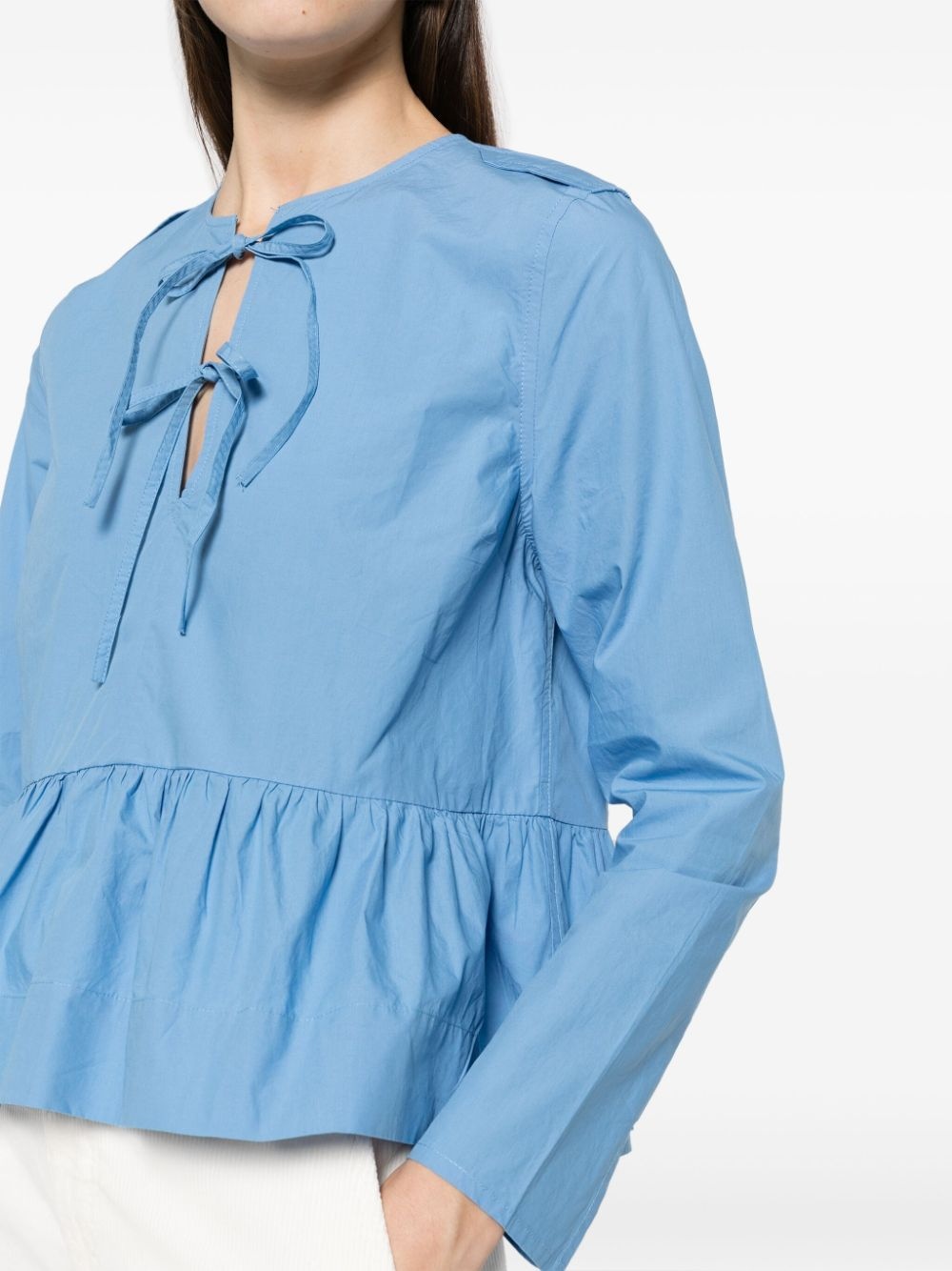 ruffle-detailing organic cotton blouse - 5