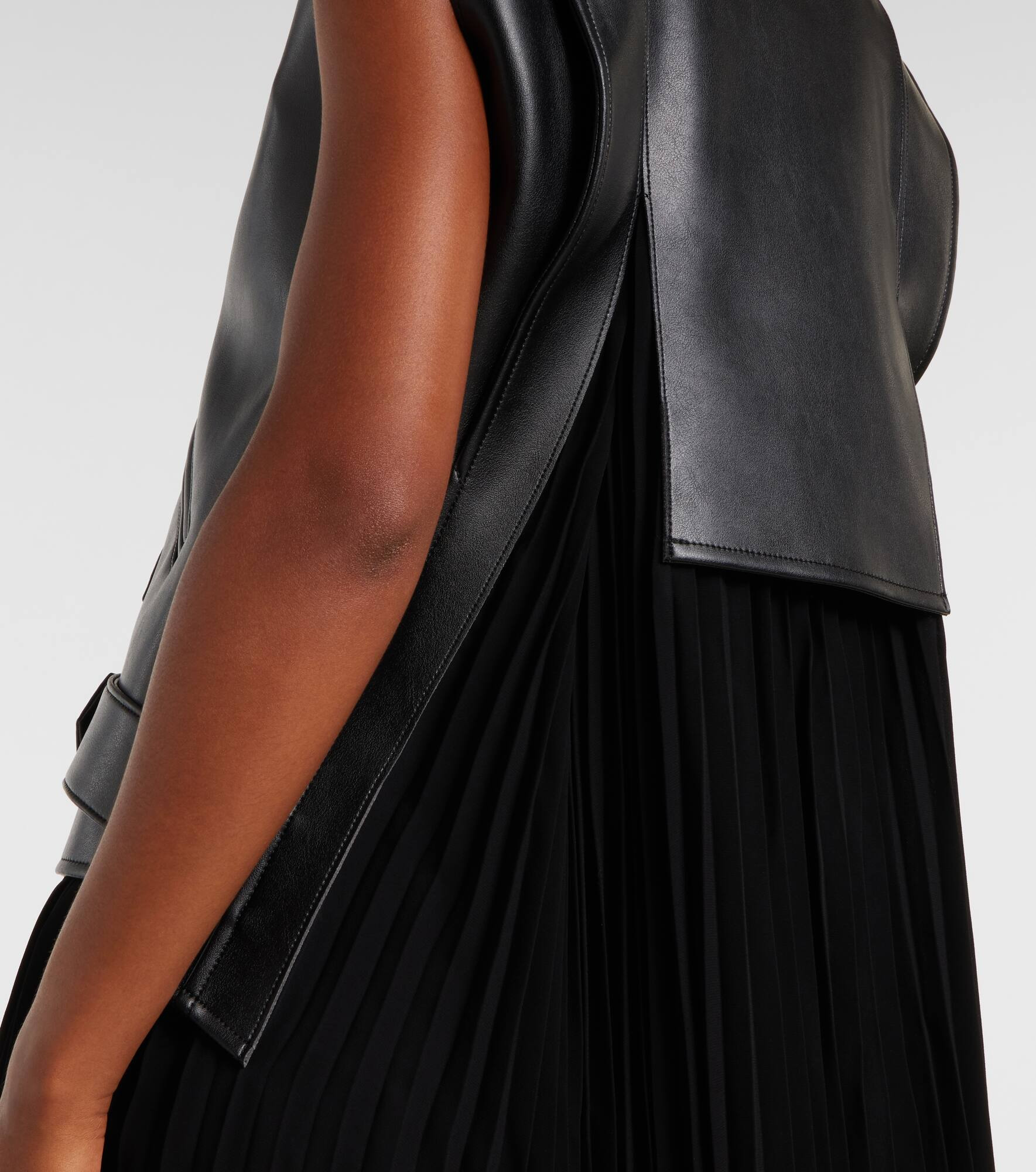 Faux leather and jersey maxi dress - 6