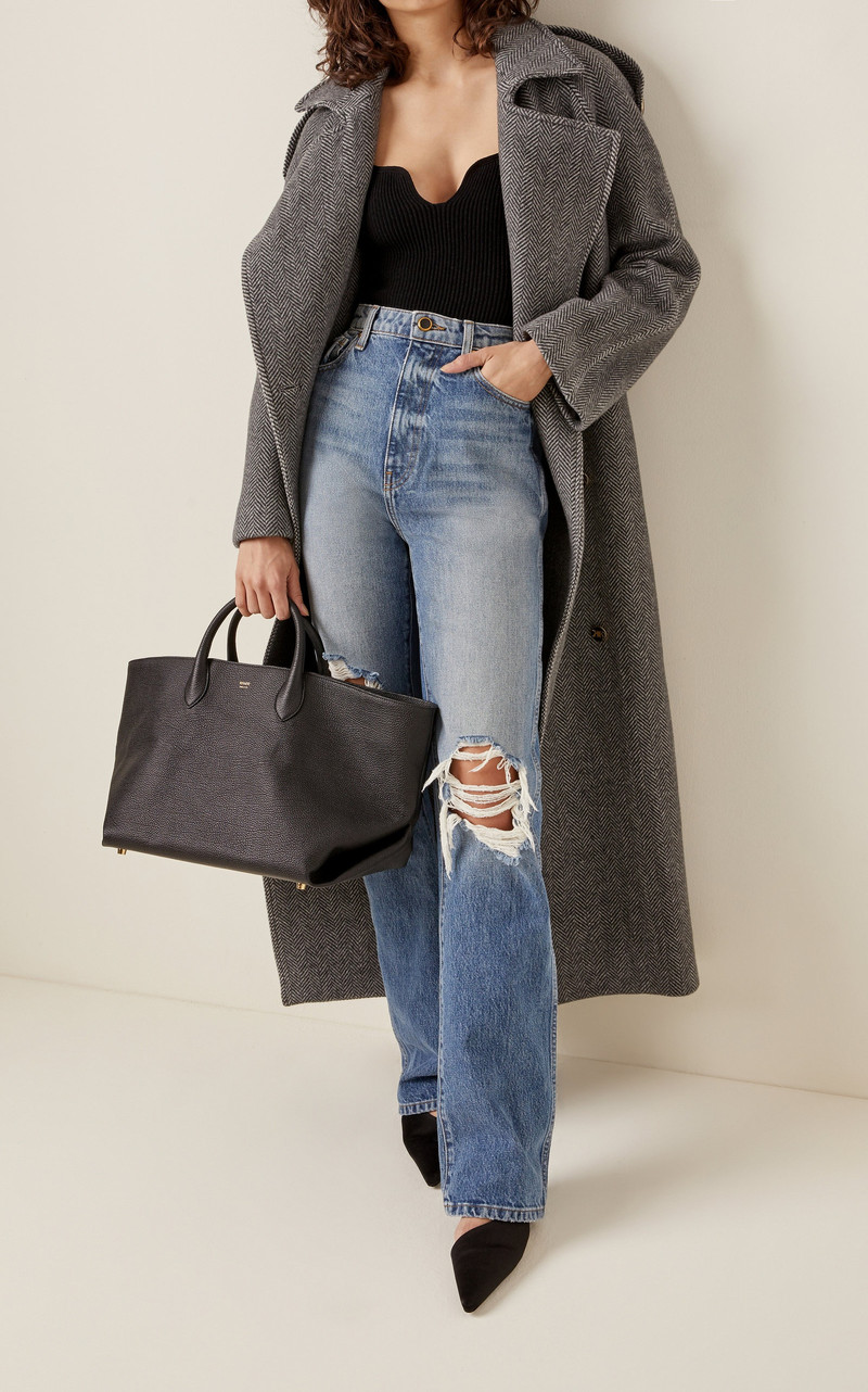 KHAITE Danielle Distressed Rigid High-Rise Slim-Leg Jeans blue outlook