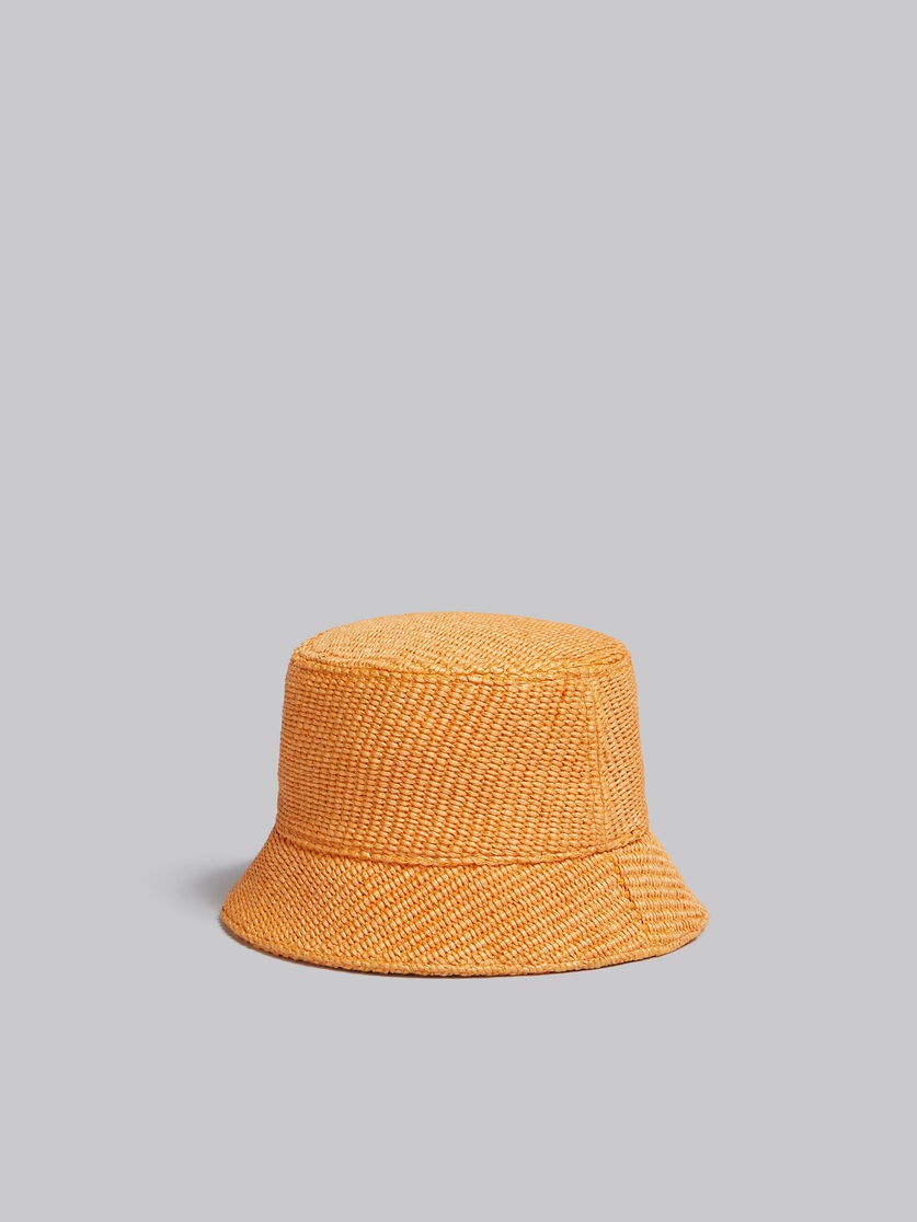ORANGE RAFFIA BUCKET HAT WITH LOGO EMBROIDERY - 3