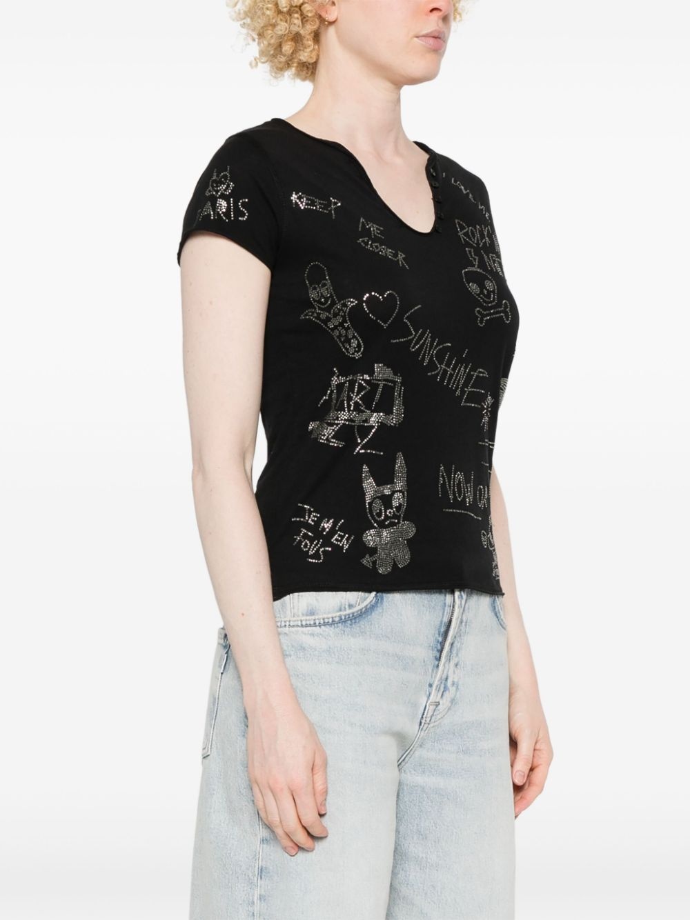 crystal-embellished T-shirt - 3
