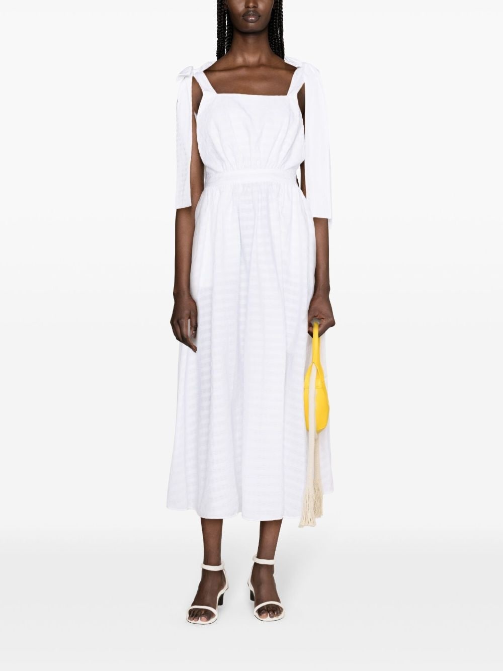 seersucker flared midi dress - 2