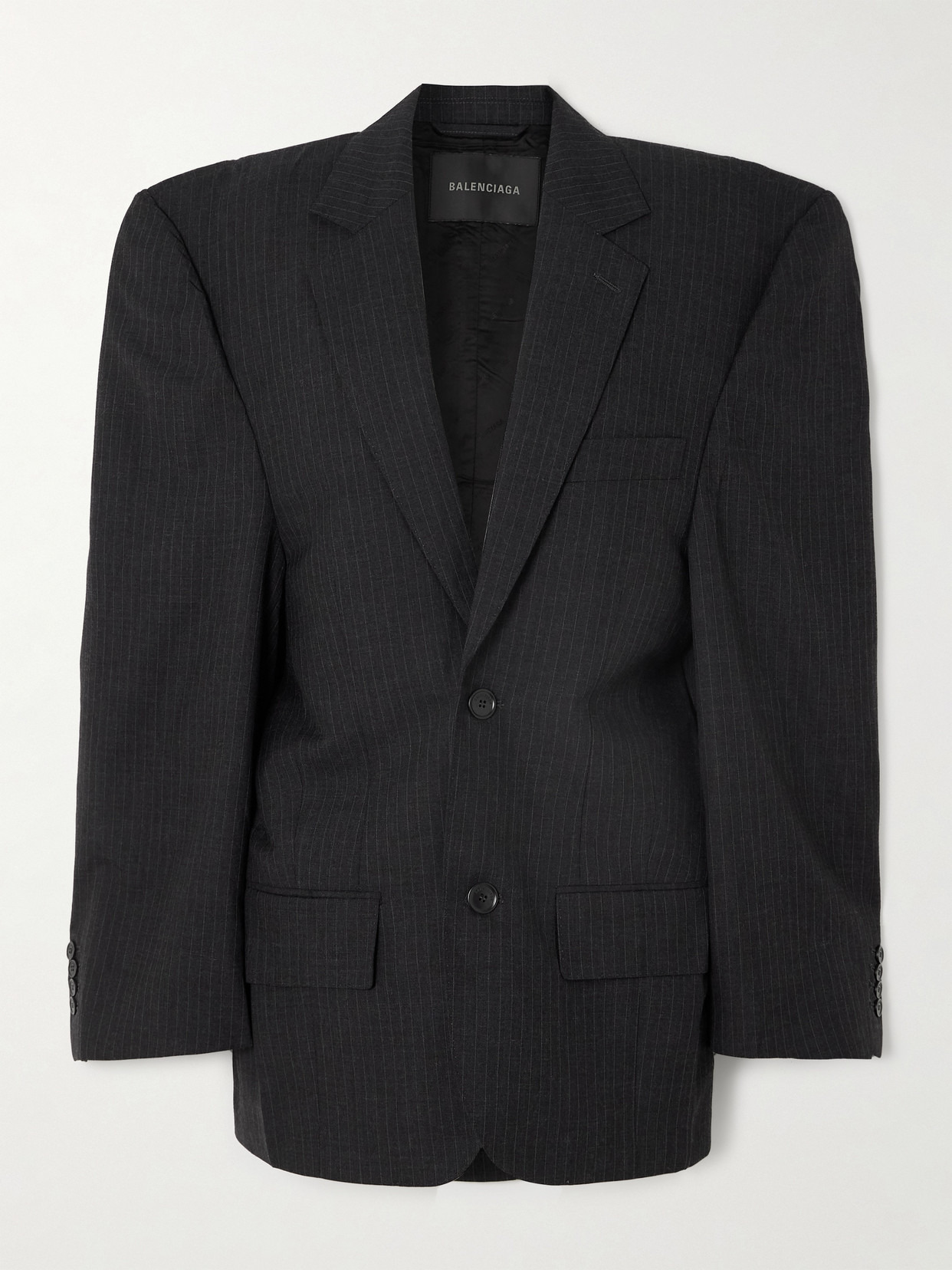 Oversized Pinstriped Wool Blazer - 1