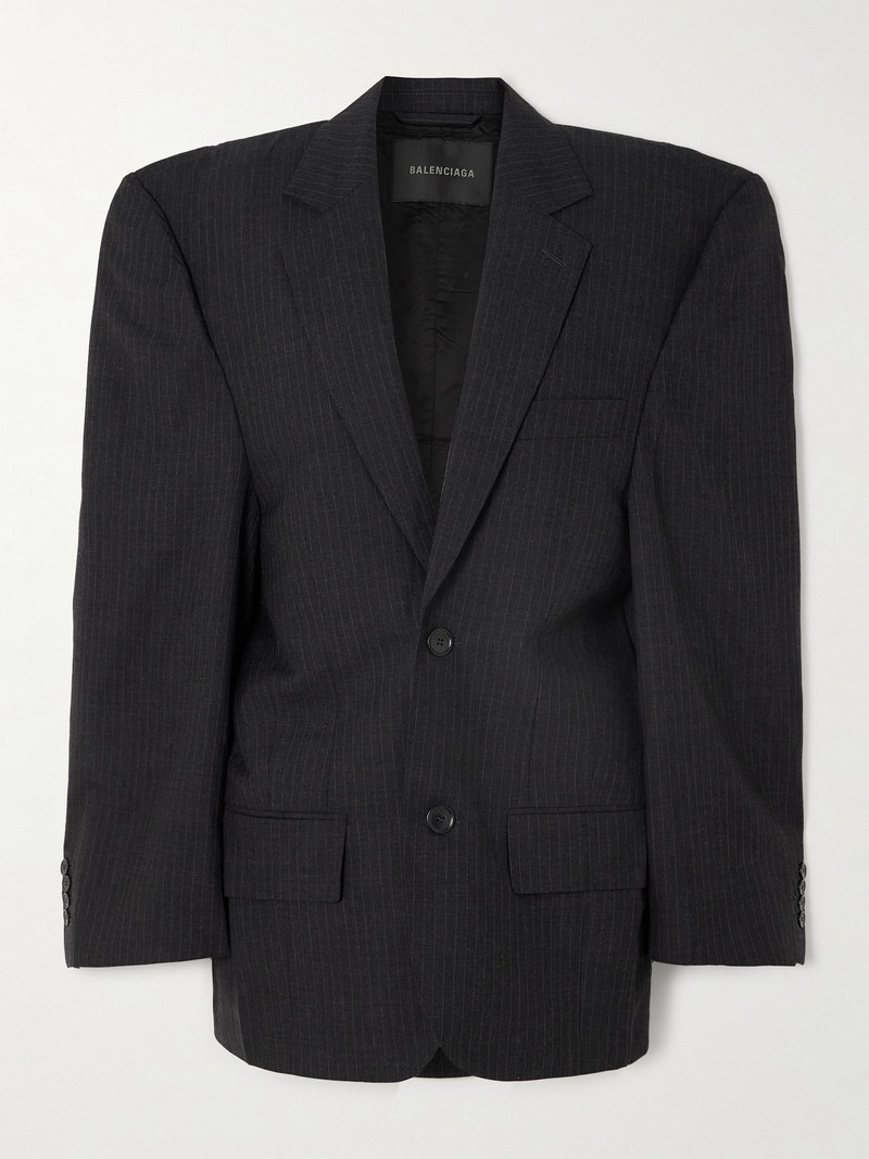 Oversized Pinstriped Wool Blazer 1