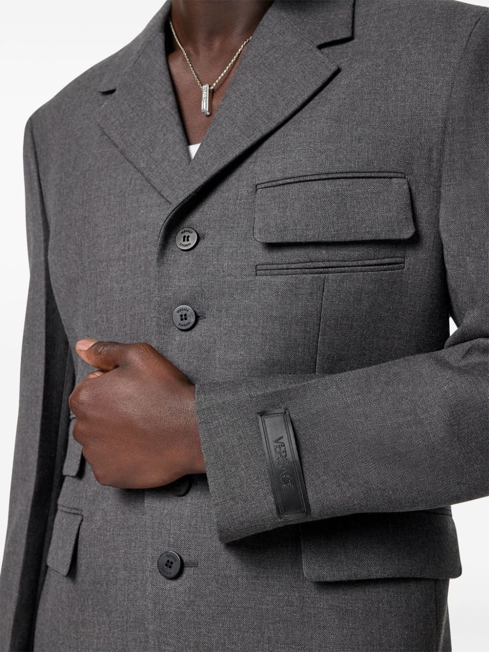 multi-pocket single-breasted blazer - 5