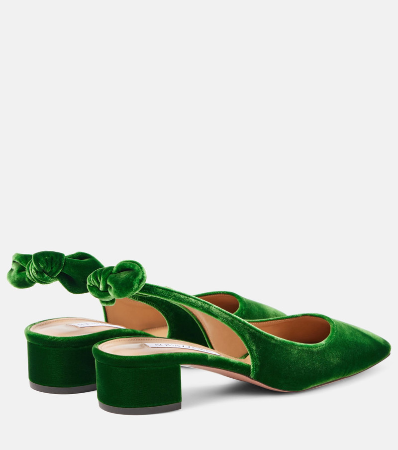 AQUAZZURA Very Bow Tie 35 velvet slingback pumps outlook