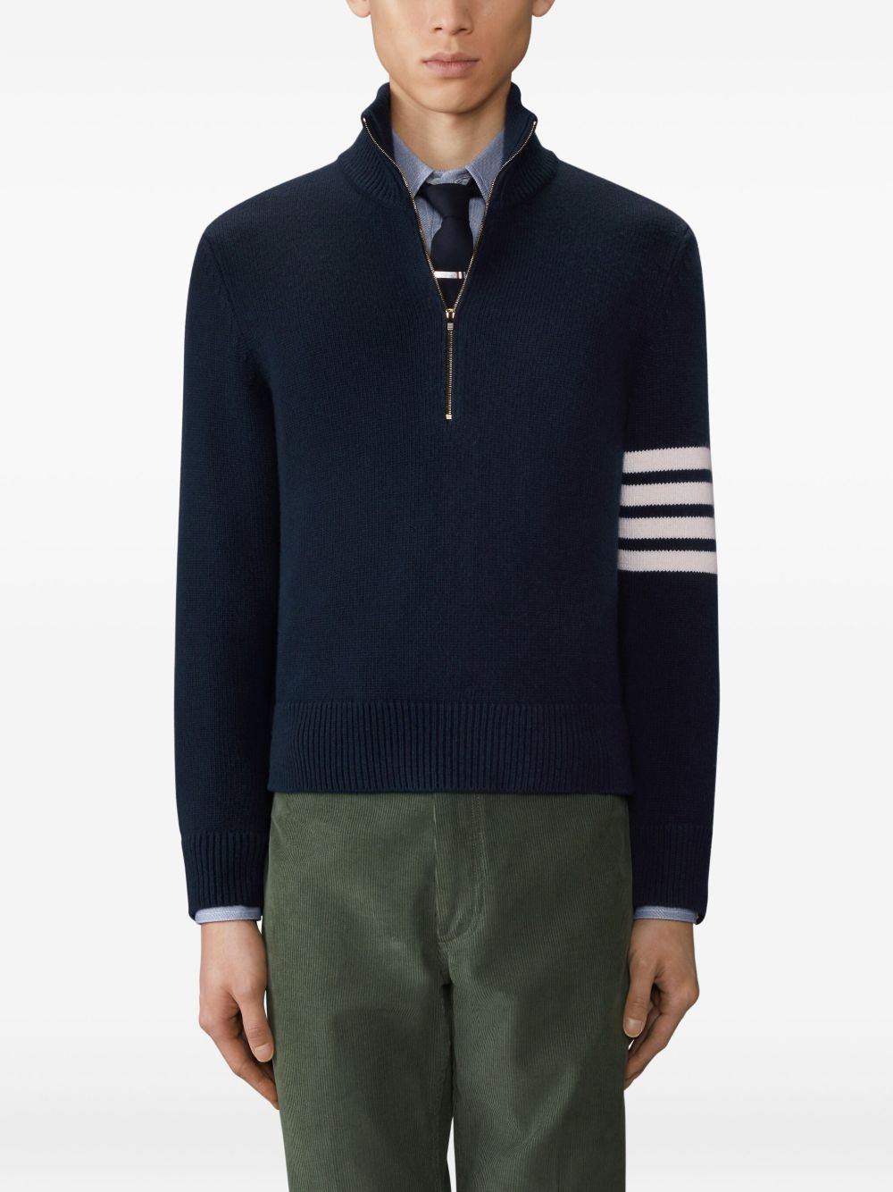 stripe-detail half-zip sweater - 3