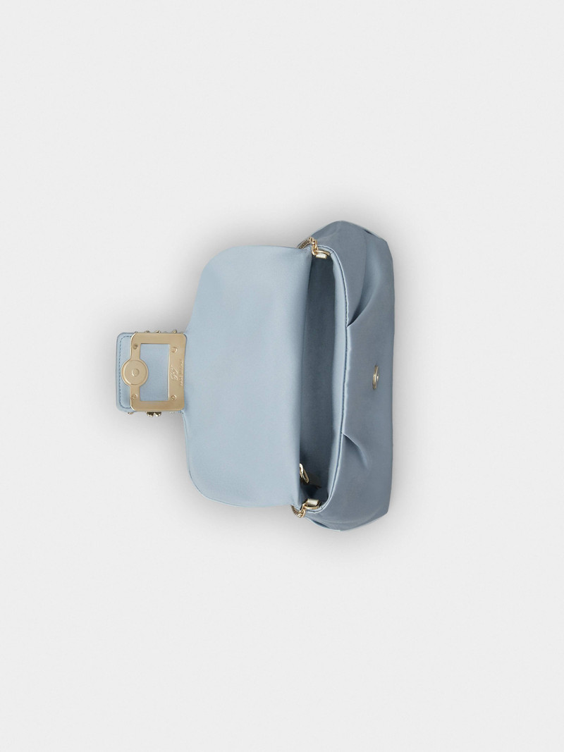 RV Drapé Bouquet Pearl Strass Buckle Mini Bag in Satin 6