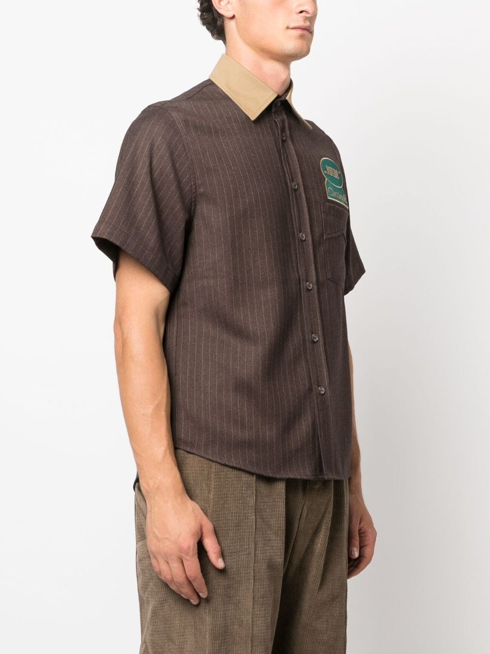 stripe-print twill shirt - 3