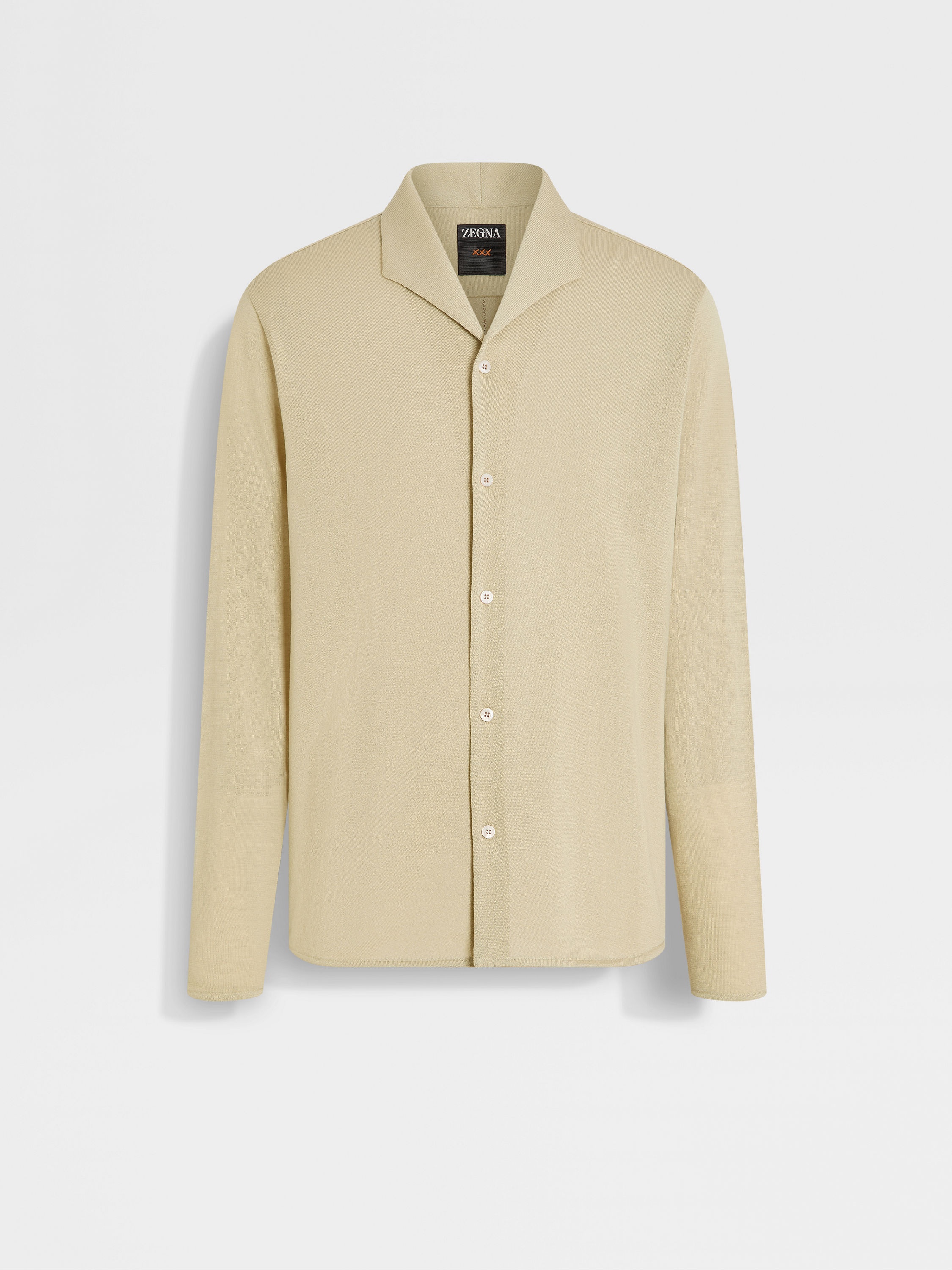 LIGHT BEIGE WOOL BLEND POLO SHIRT - 2