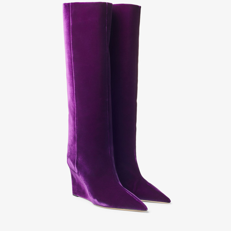 Blake Knee Boot 85 Cassis Velvet Knee-High Boots 3