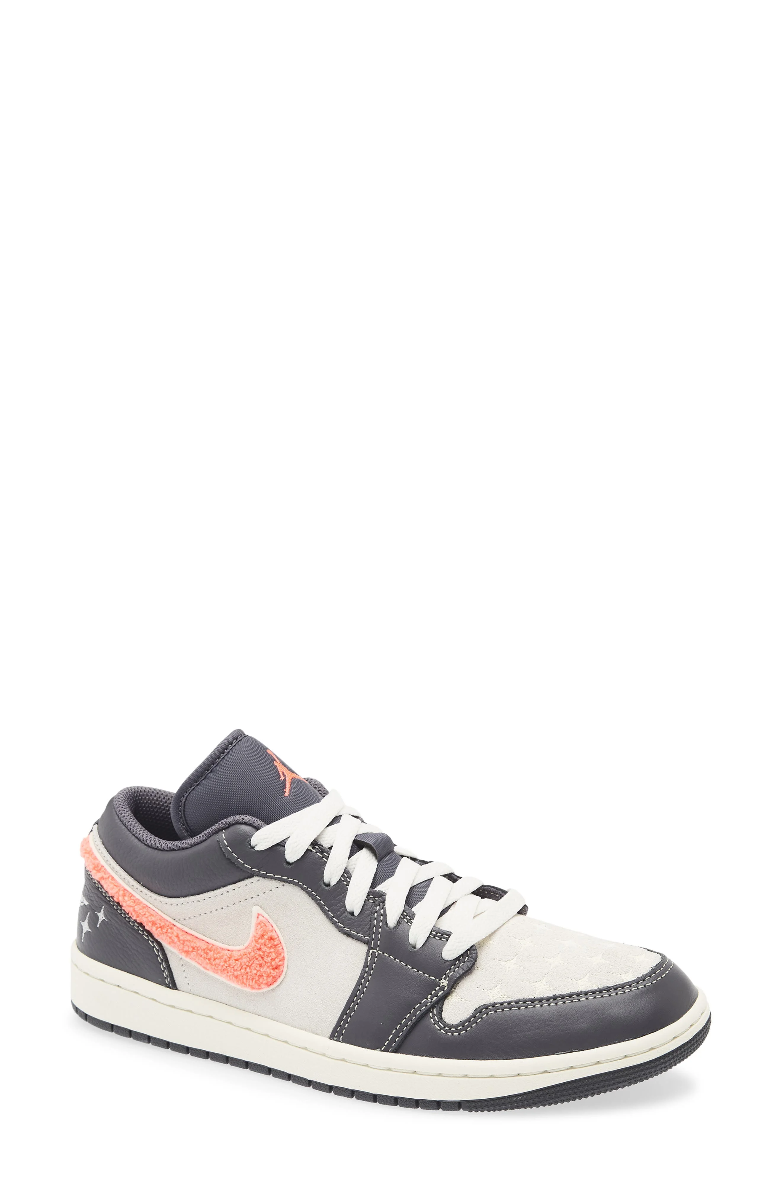 Air Jordan 1 Low Basketball Sneaker in Light Graphite/Sail/Punch at Nordstrom - 1