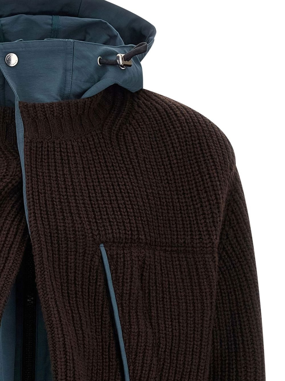 hooded ribbed knit coat - 4