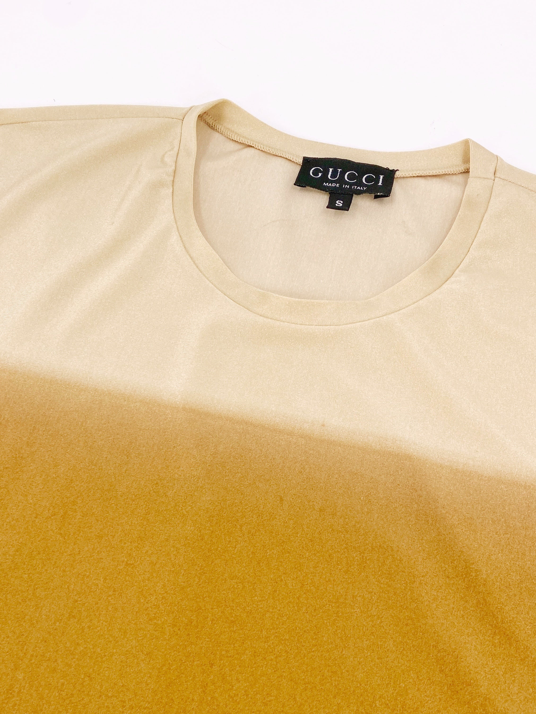 Gucci Spring 1997 Tom Ford Beige Ombré Tee S - 9