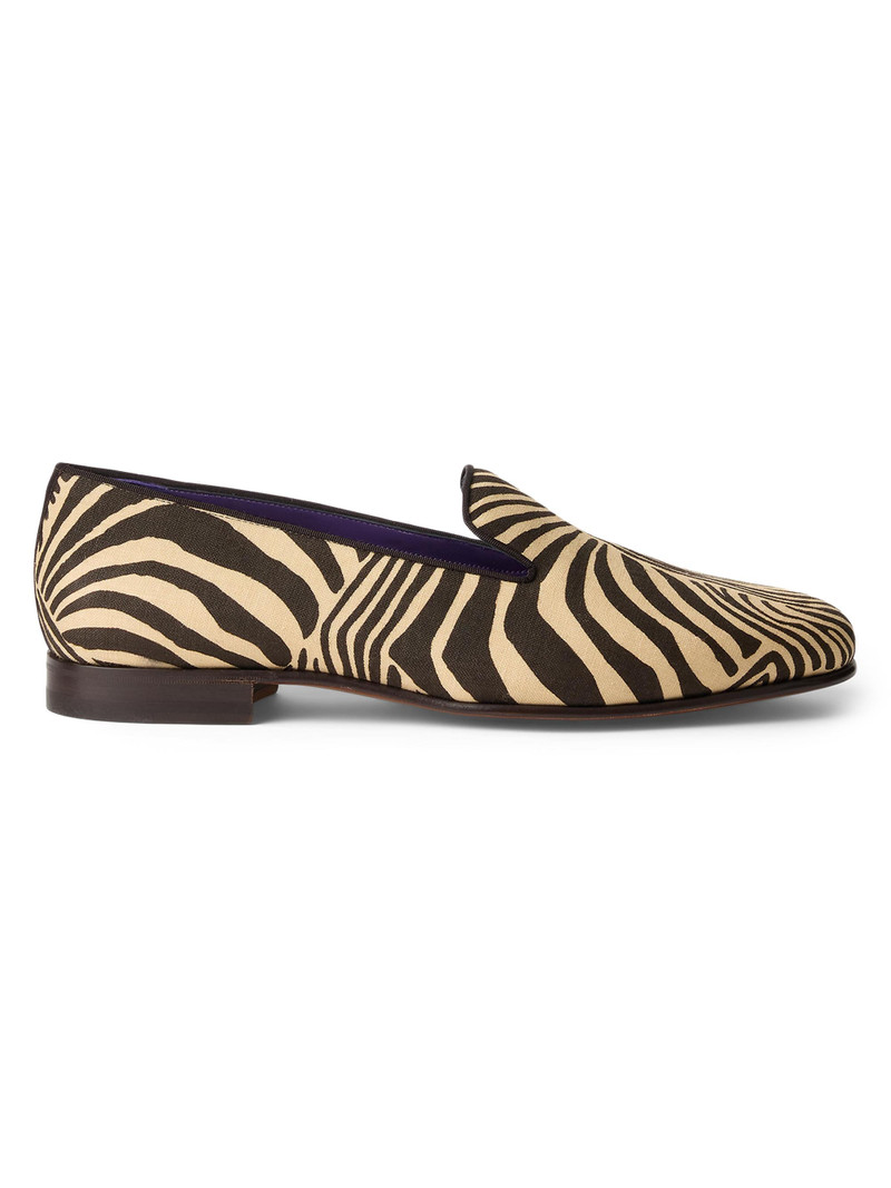 Men's Alonzo Zebra-Print Linen Slippers - Black Cream 1