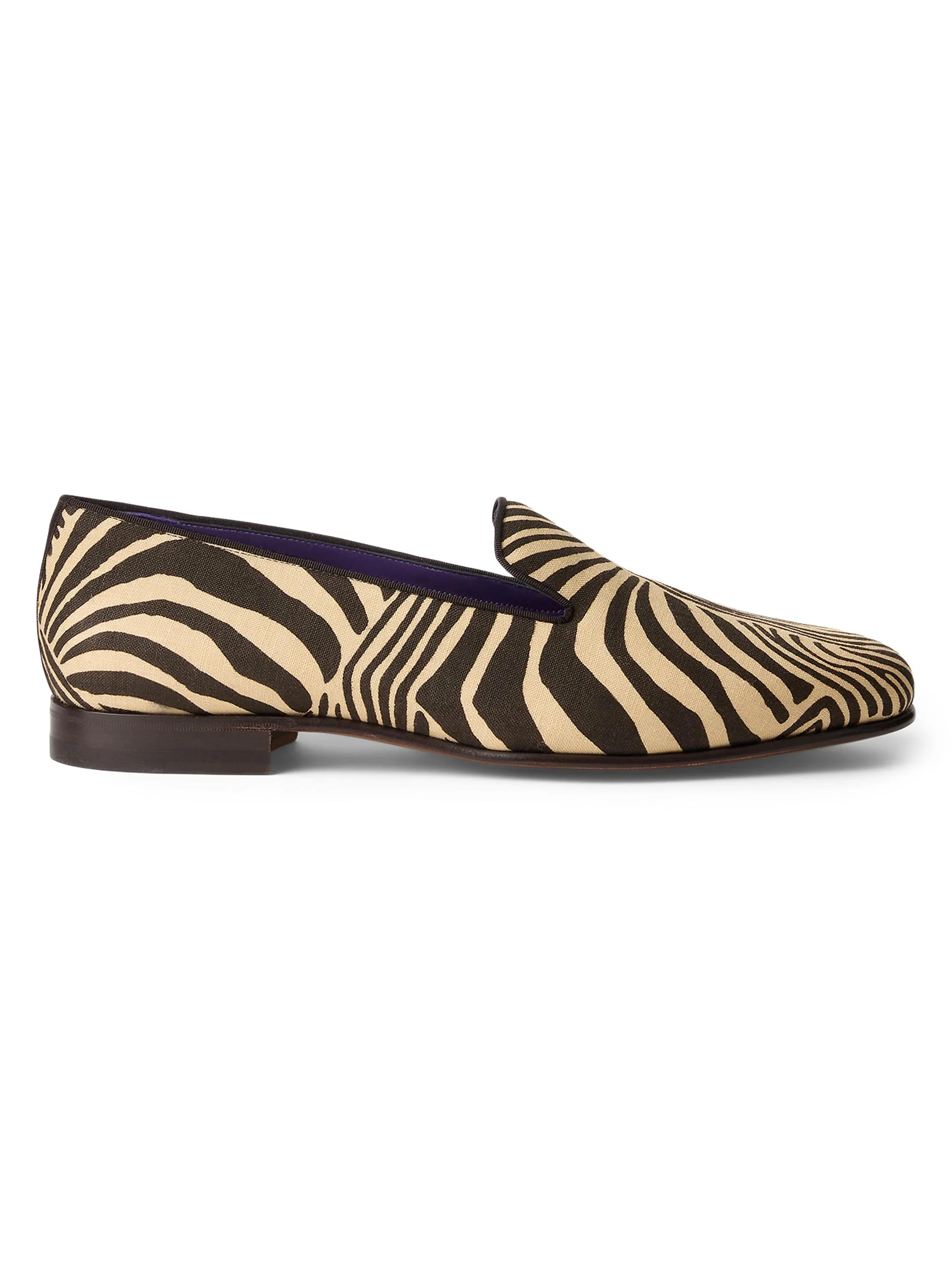 Men's Alonzo Zebra-Print Linen Slippers - Black Cream - 1