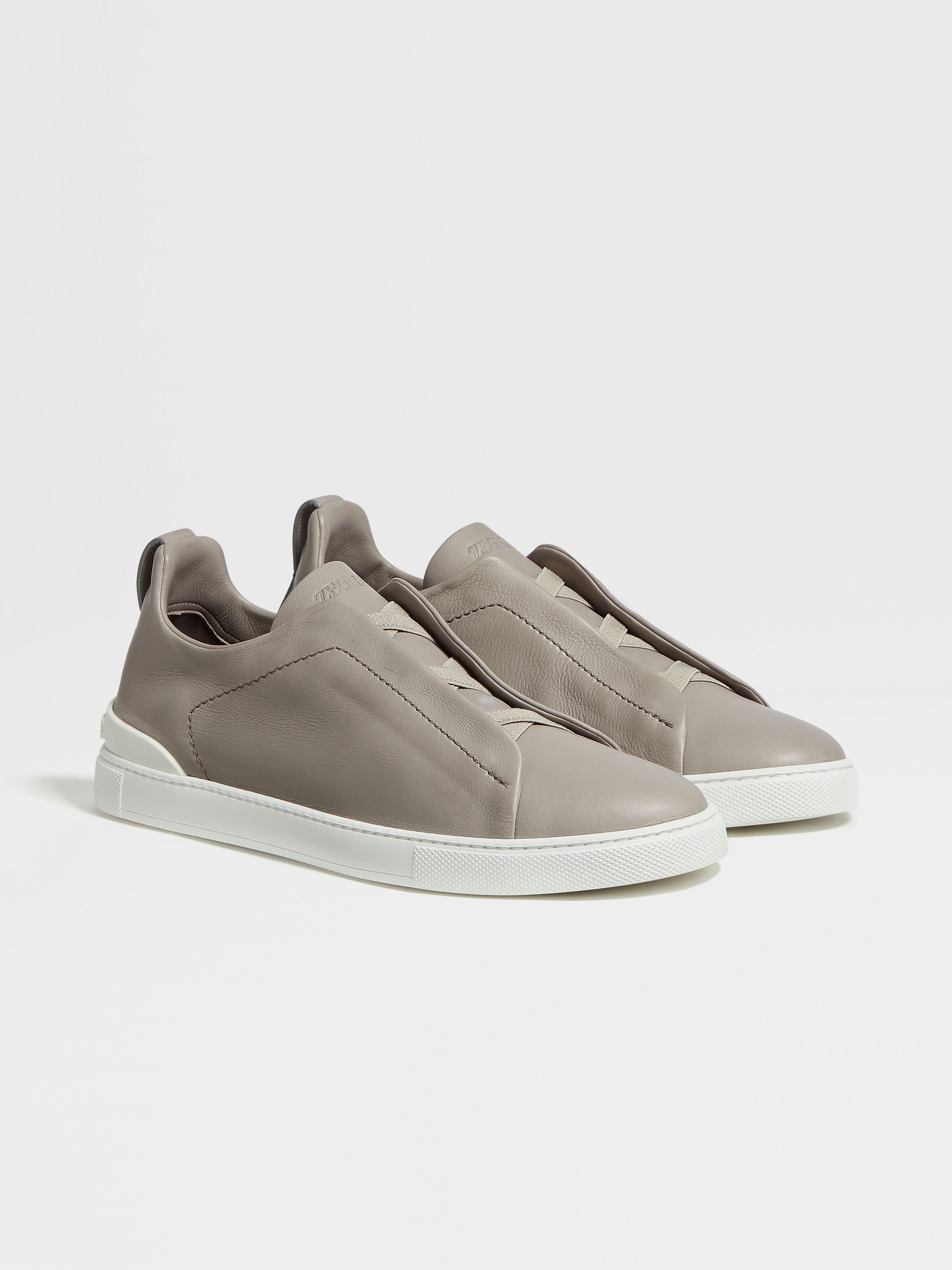 ZEGNA LIGHT GREY SECONDSKIN TRIPLE STITCH™ SNEAKERS | REVERSIBLE