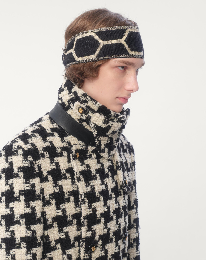 DOUBLE-BREASTED WOOL TRENCH COAT WITH PIED DE COQUE PATTERN 5