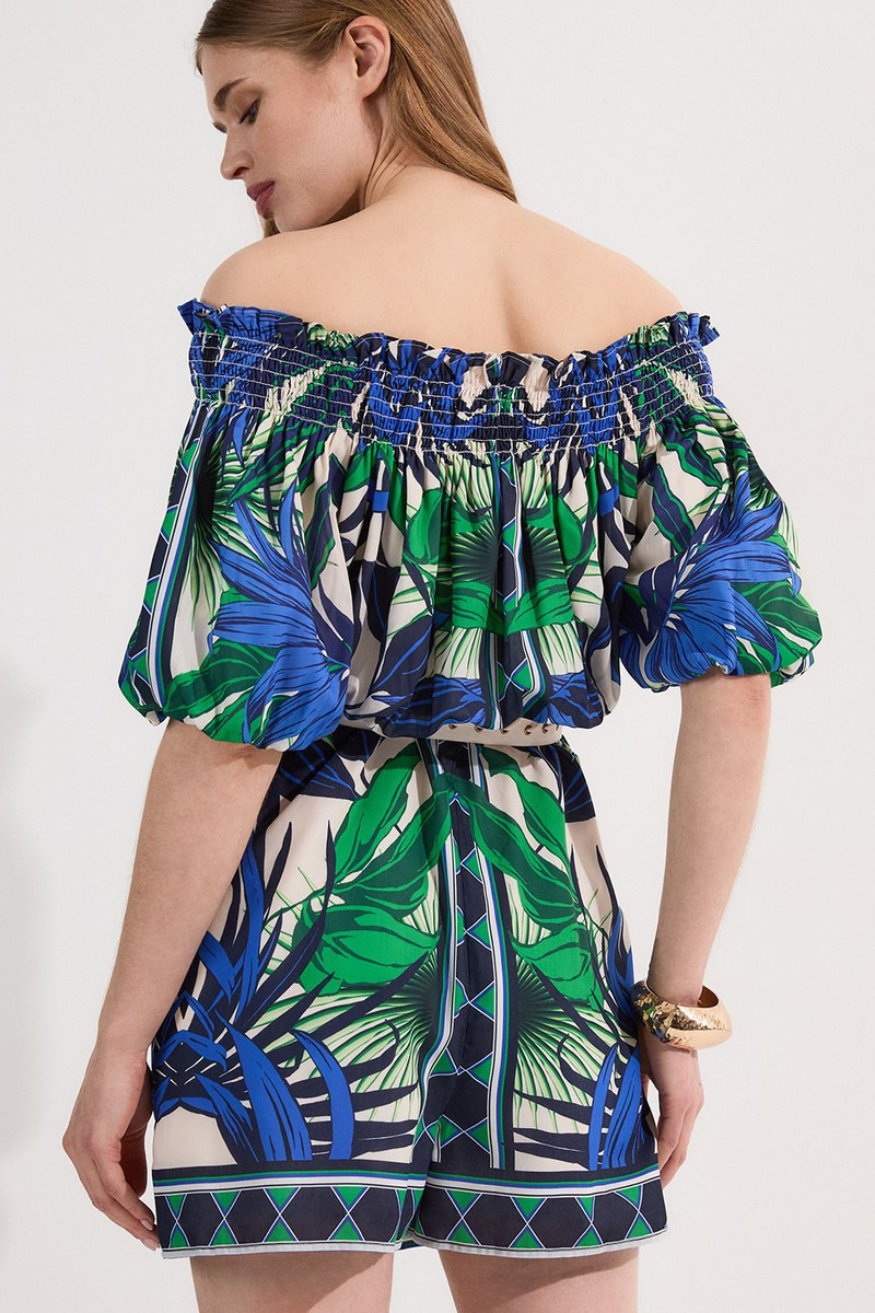 Voile Mirrored Floral Woven Bardot Playsuit 5