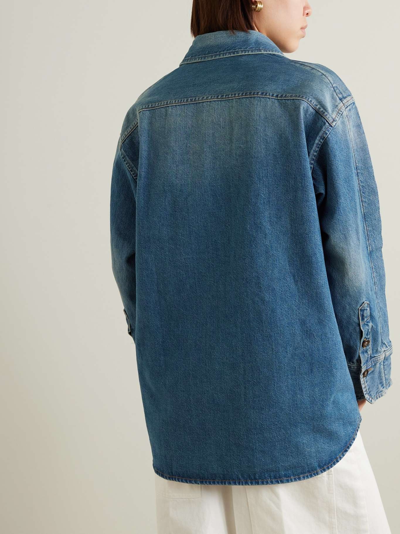 Pintucked denim shirt - 4