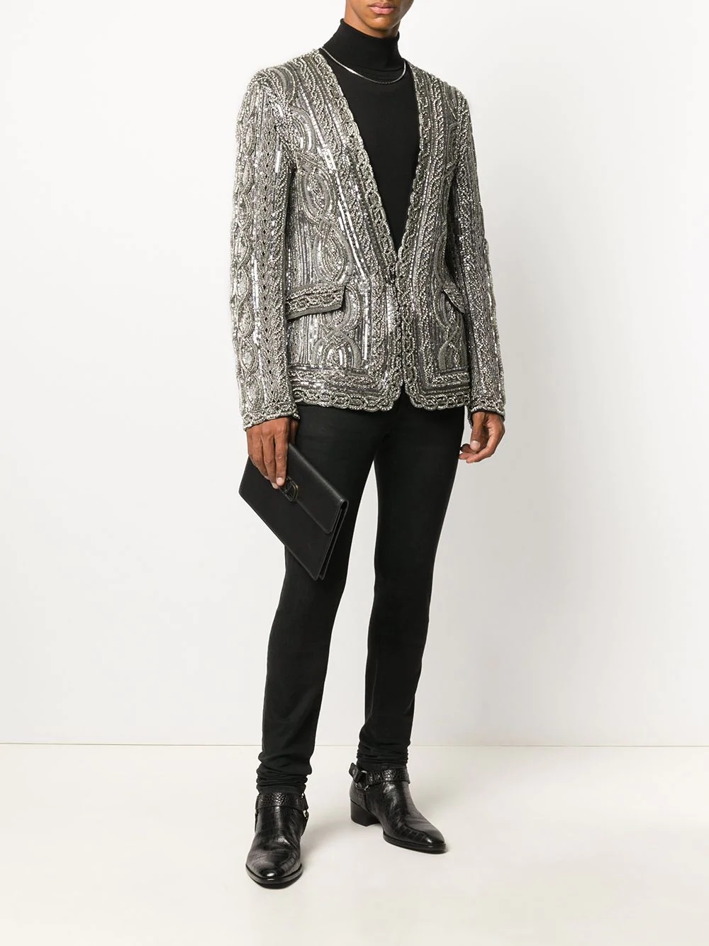 beaded embroidered blazer - 2