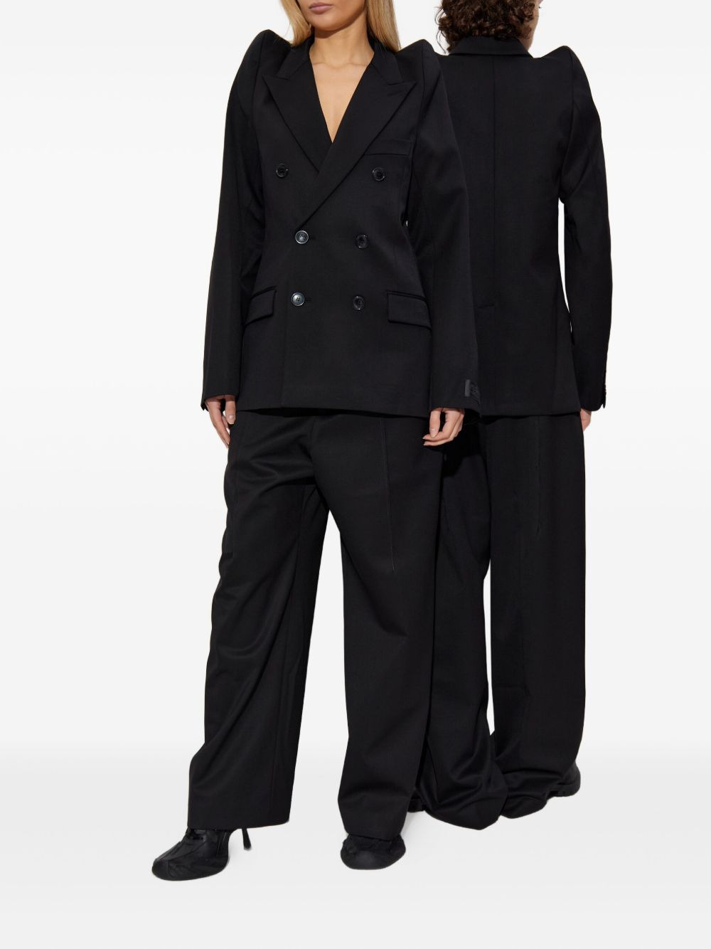 padded-shoulder double-breasted jacket - 3