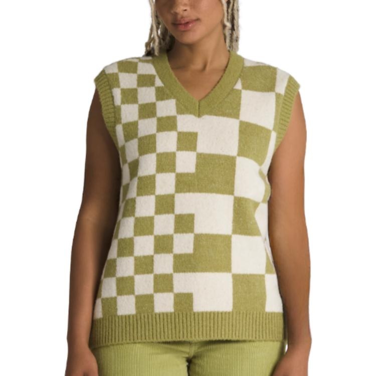 (WMNS) Vans Courtyard Checker Sweater Vest 'Green White' VN000F6WBD4 - 3