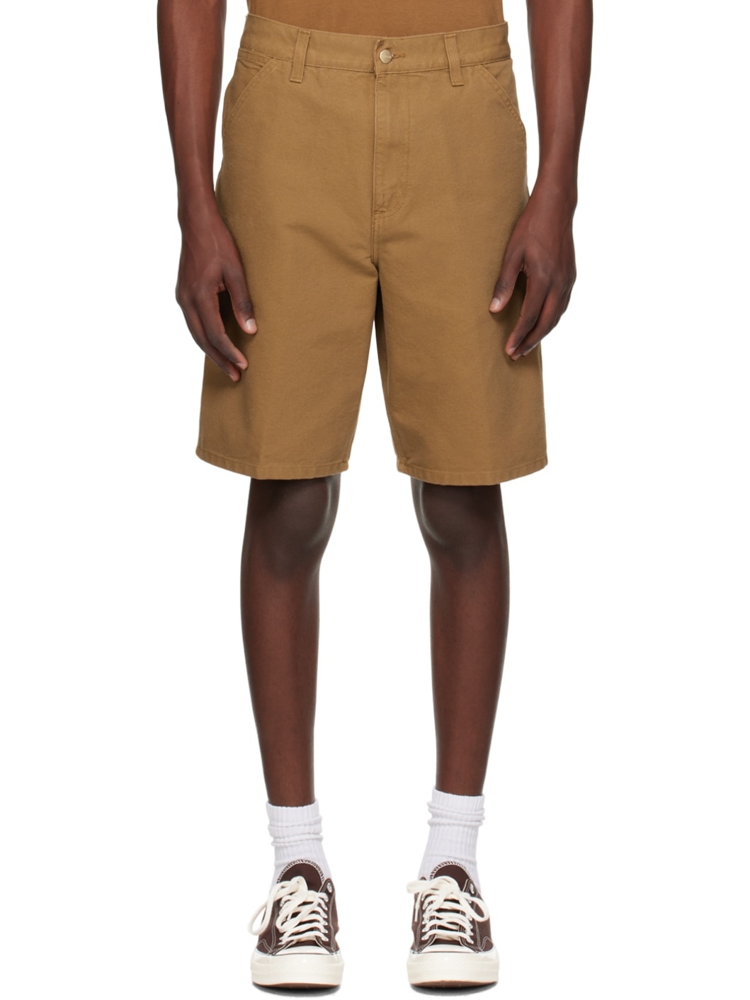 Brown Single Knee Shorts - 1