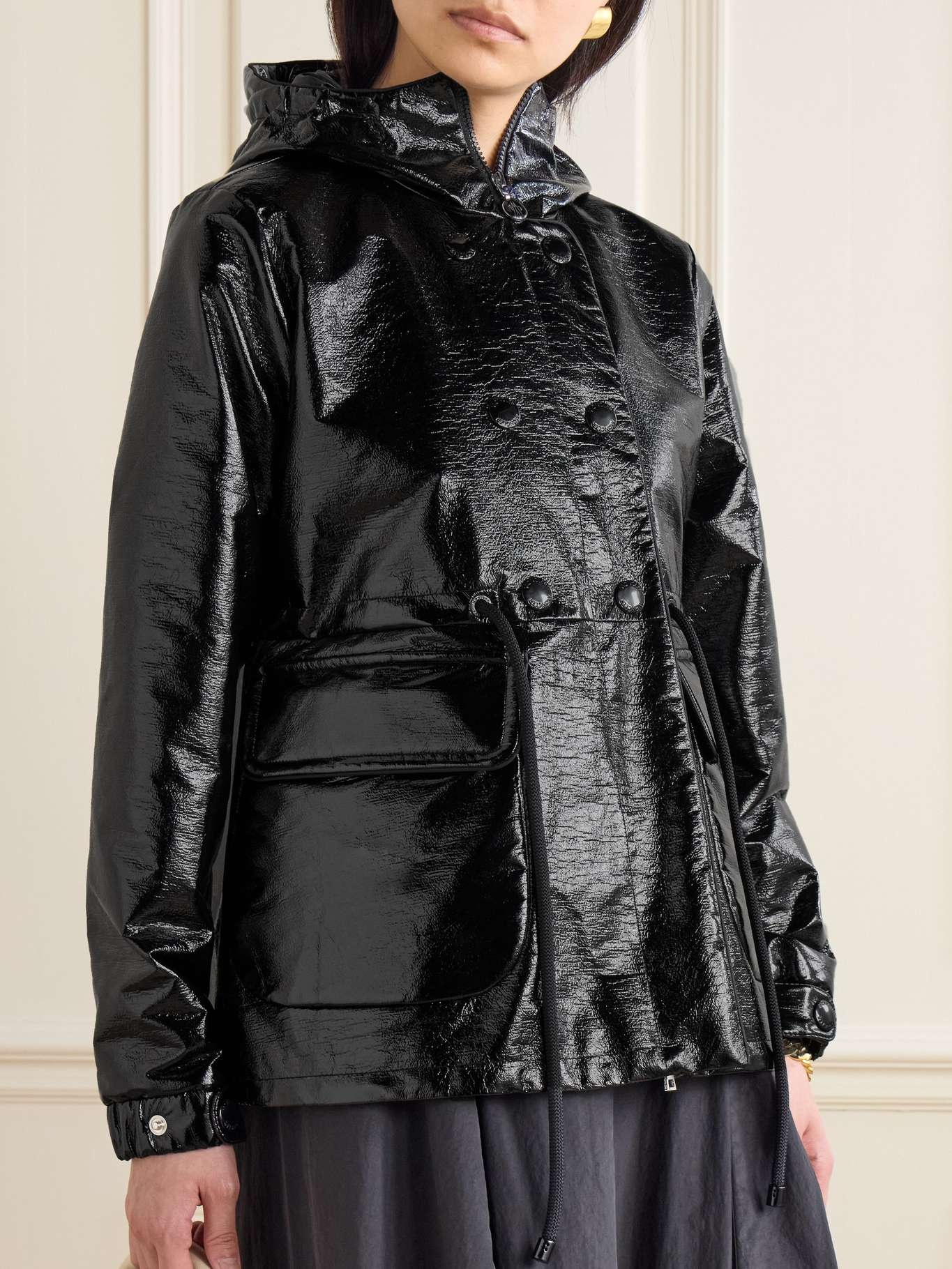 Agnou faux patent-leather parka - 3