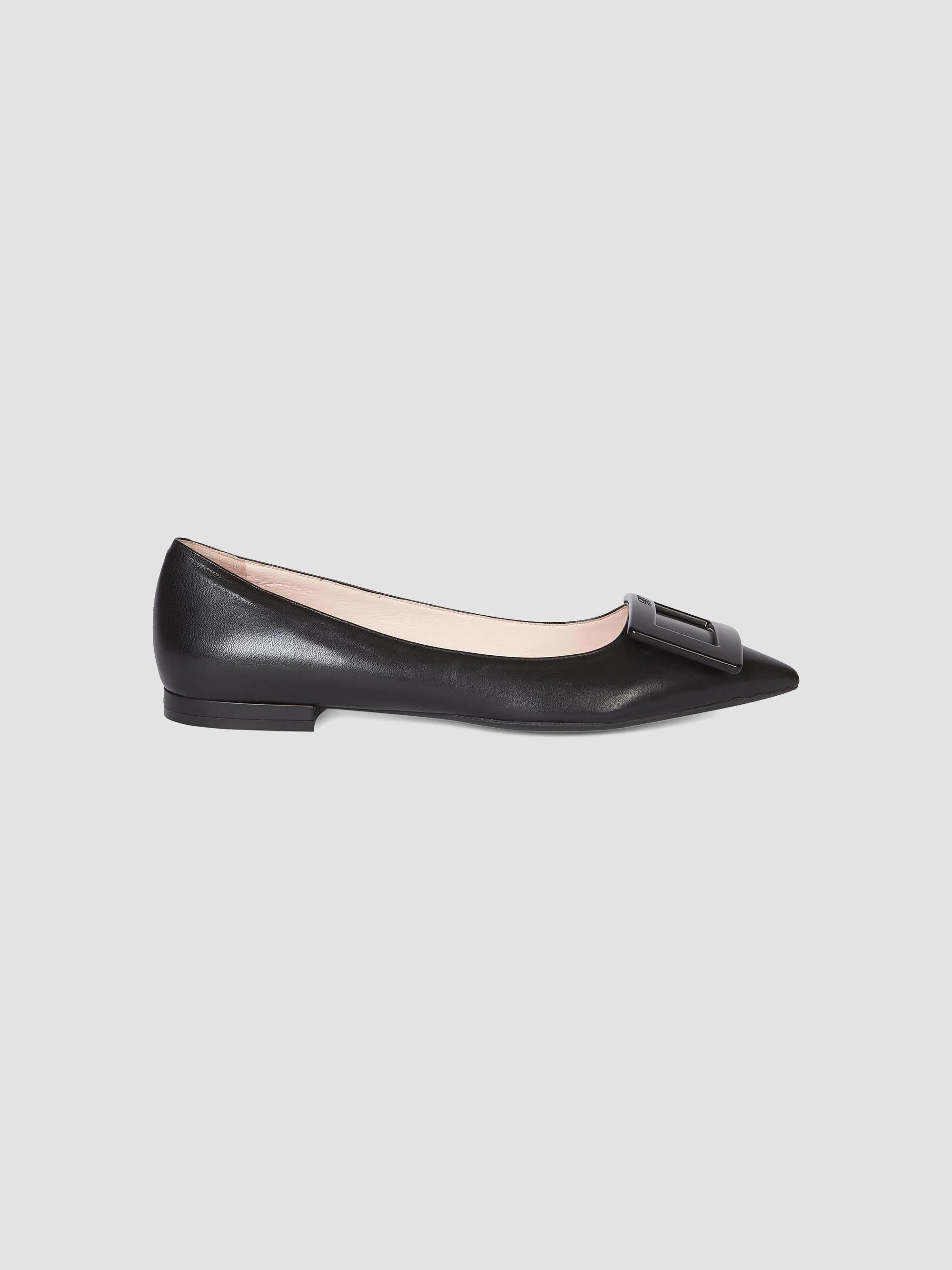 Women's Gommettine Leather Flats - Black - 1