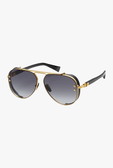 Black and gold-tone titanium Captaine sunglasses - 2
