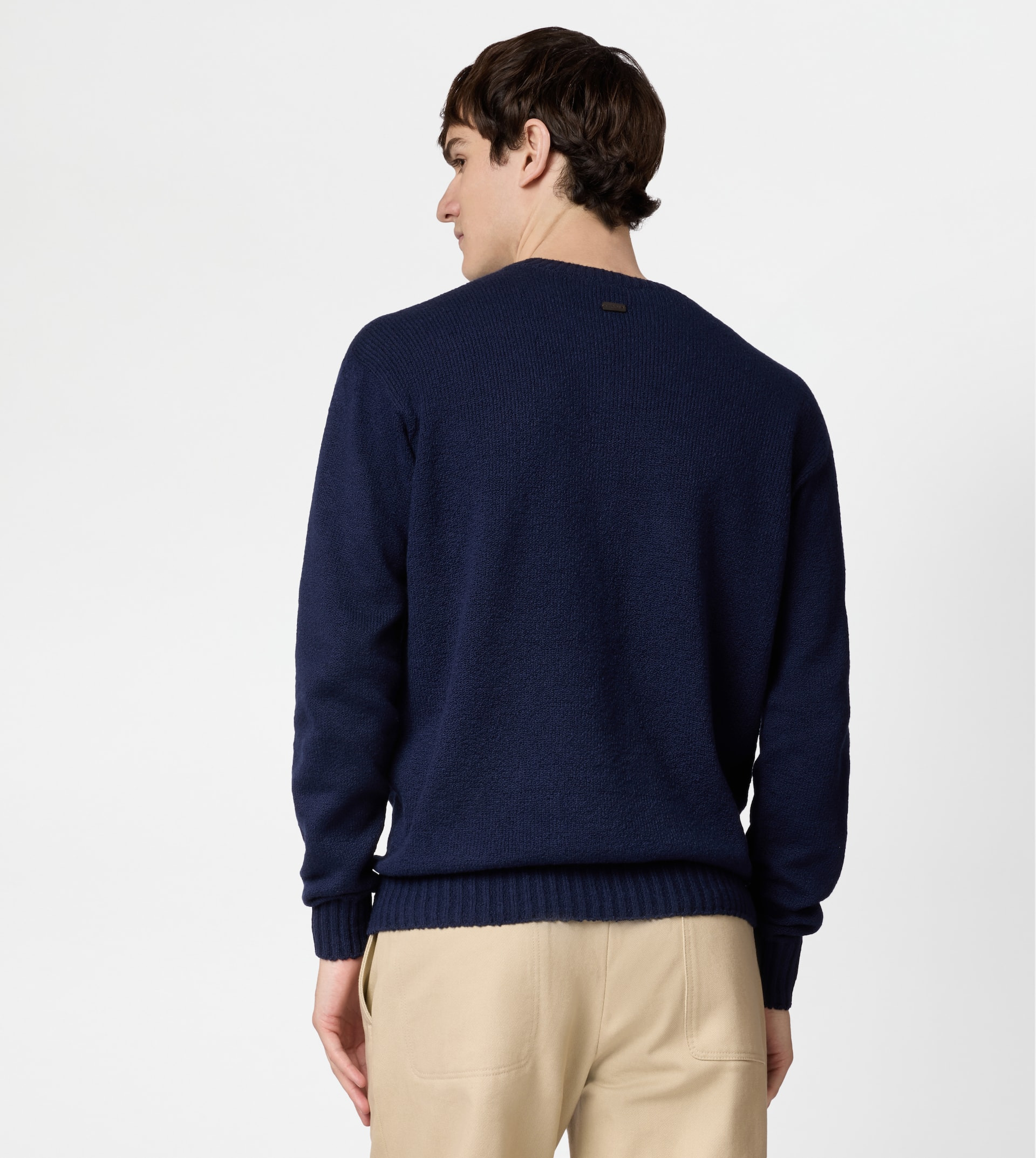 ROUND-NECK PULLOVER IN COTTON - BLUE - 3