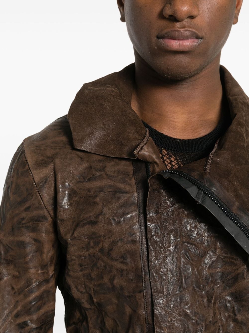 crinkled leather jacket - 5