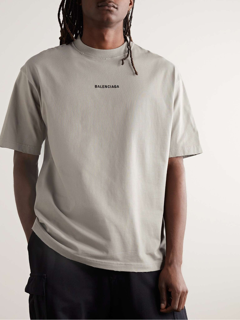 Distressed Logo-Embroidered Cotton-Jersey T-Shirt 3