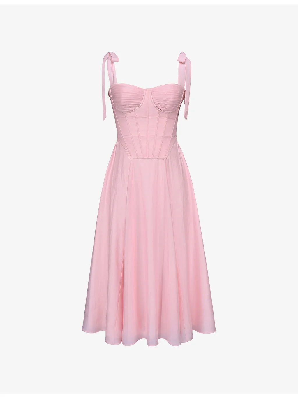 Leia Tie-Strap Corseted Cotton Midi Dress - 1