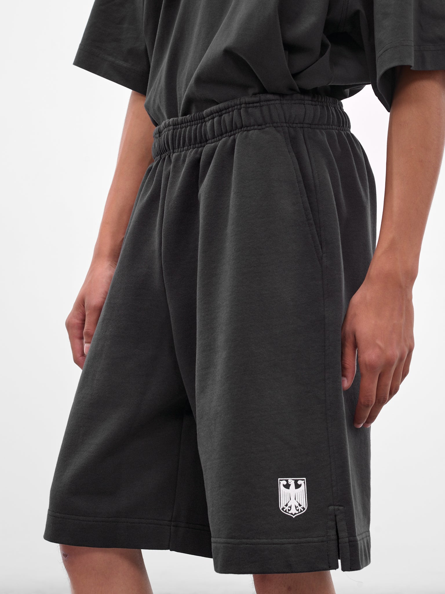 Black 'Polizei' Molton Shorts - 5