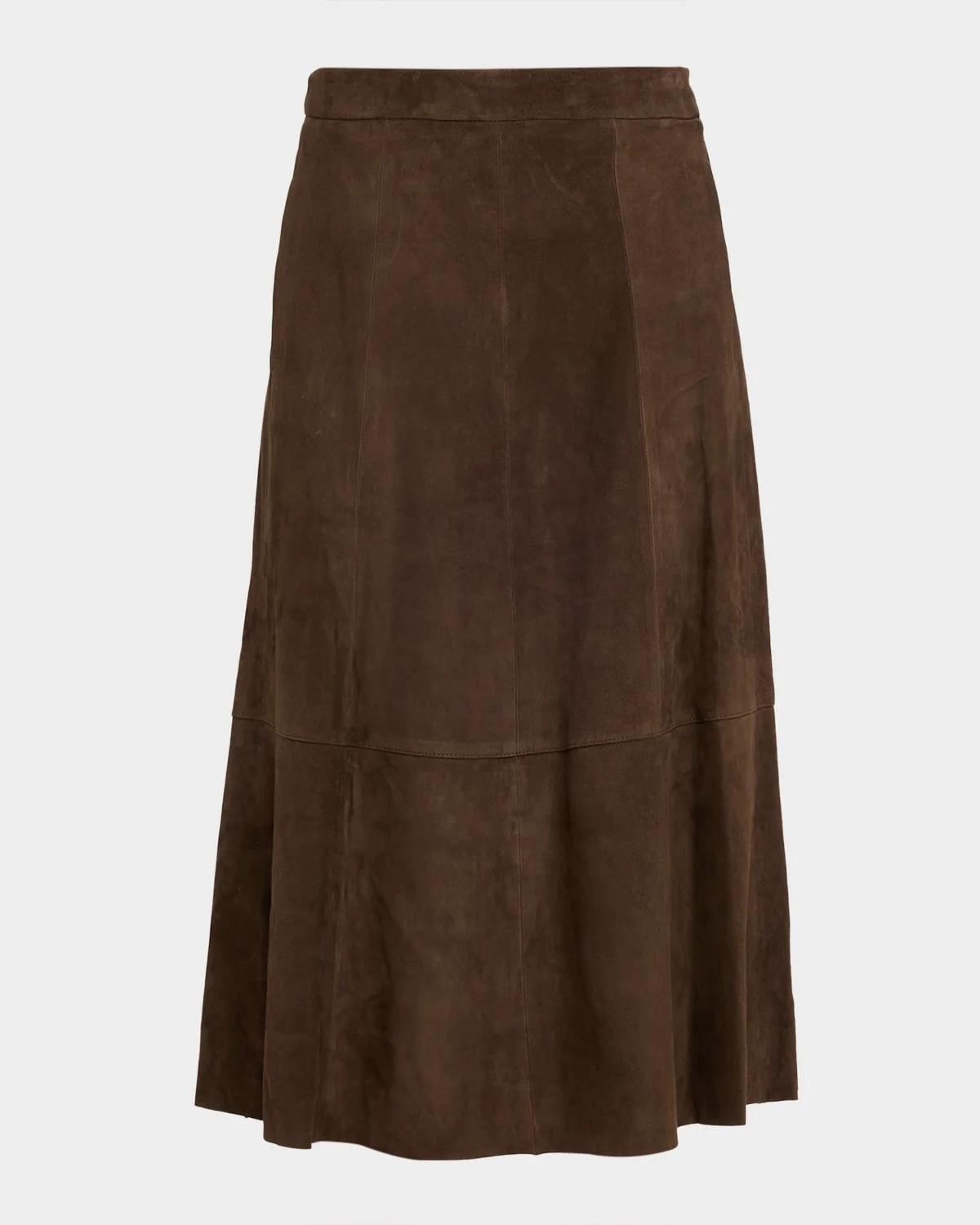 Mid-Rise Flared Suede Skirt - 1