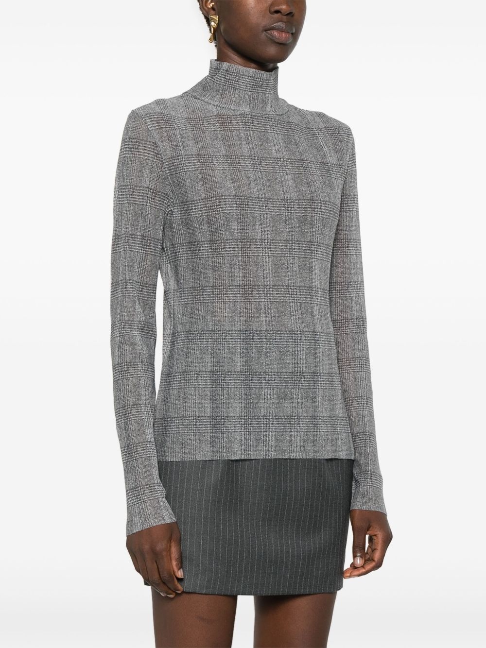 plissé-details checked T-shirt - 3