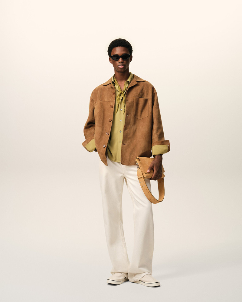 AMI Paris BROWN GOAT LEATHER BUTTONED OVERSHIRT outlook