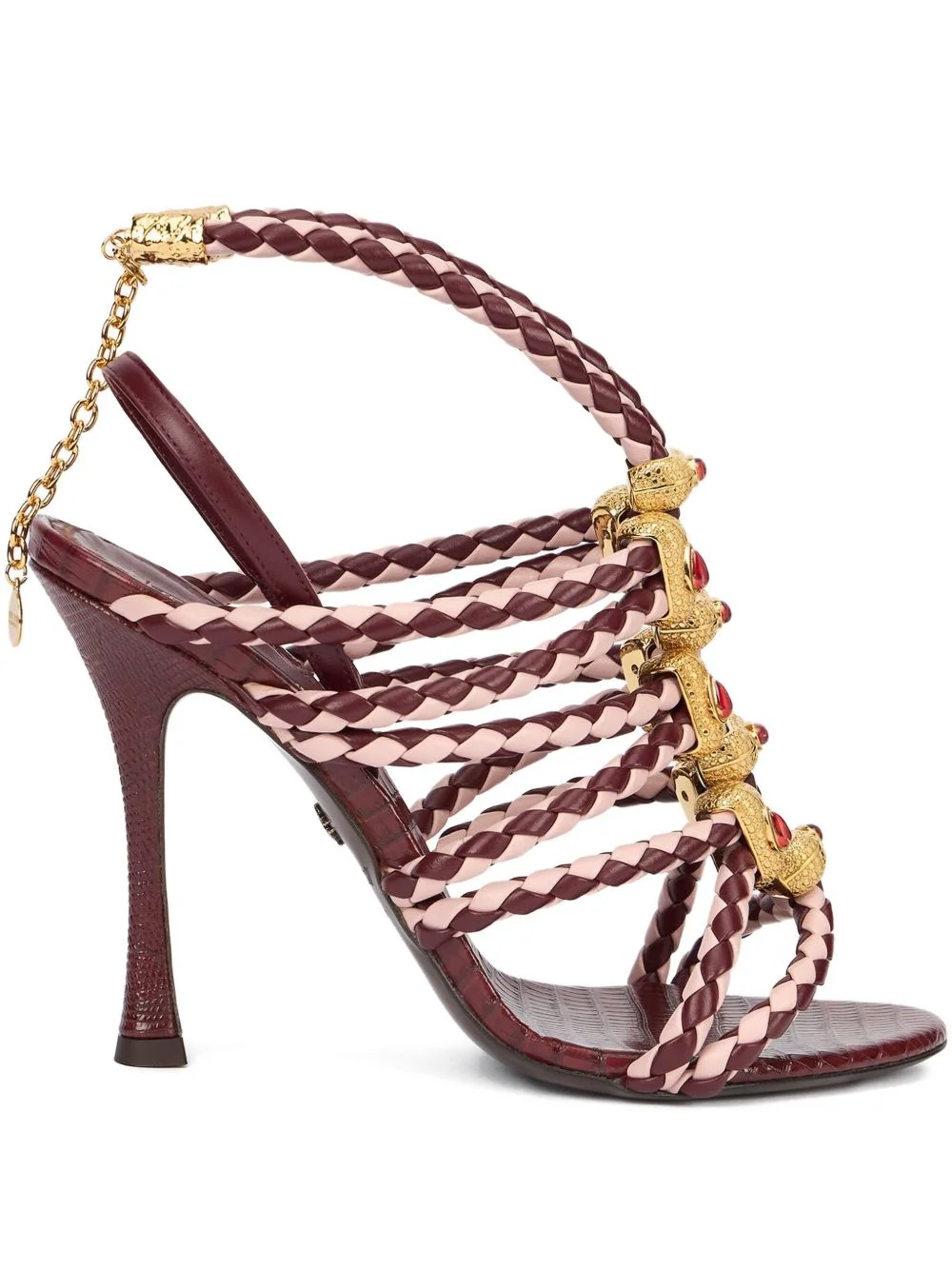 braided-leather jewel-embellished sandals - 1