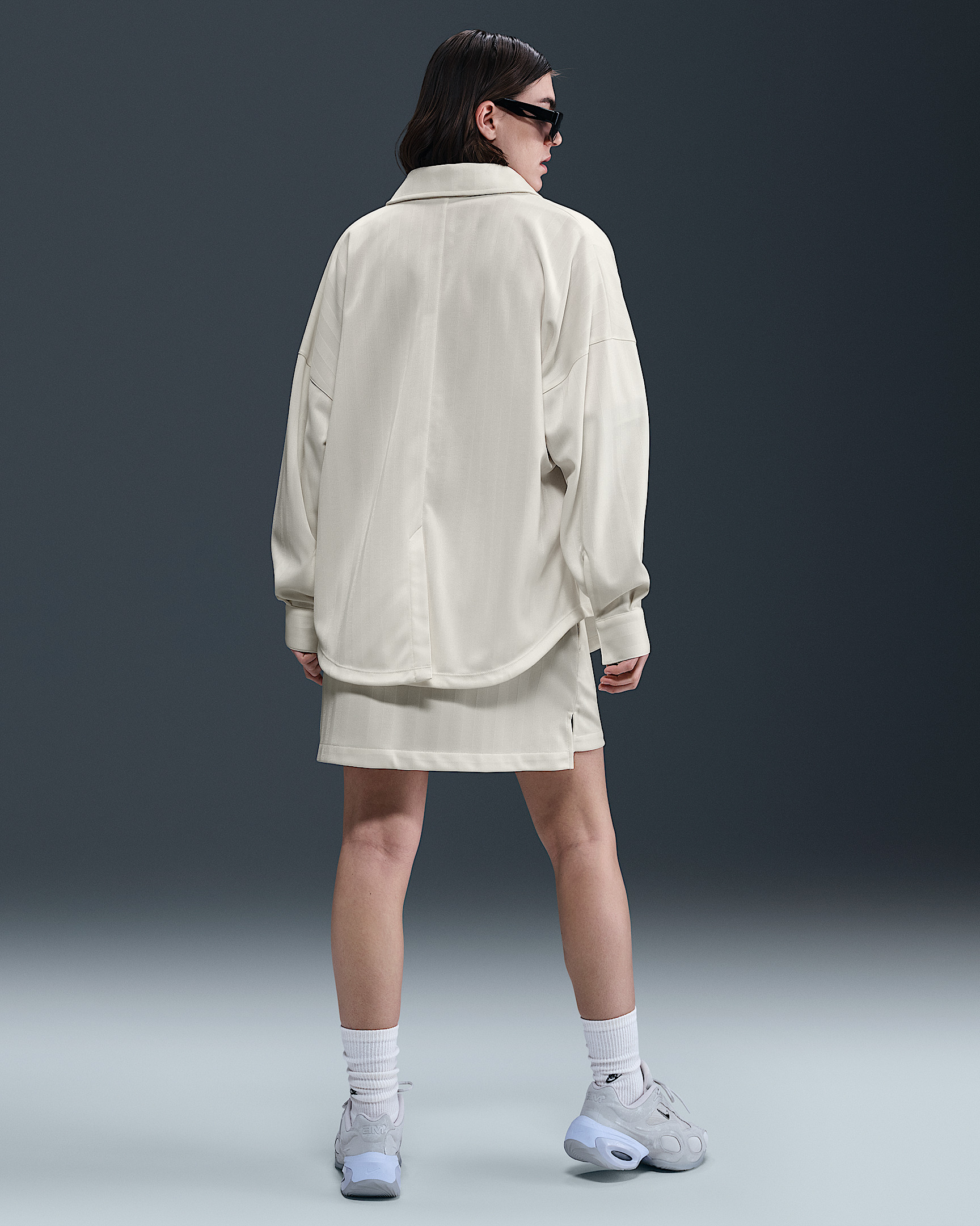 Nike Sportswear Women's Oversized Jacquard Striped Button-Down Shirt - 5
