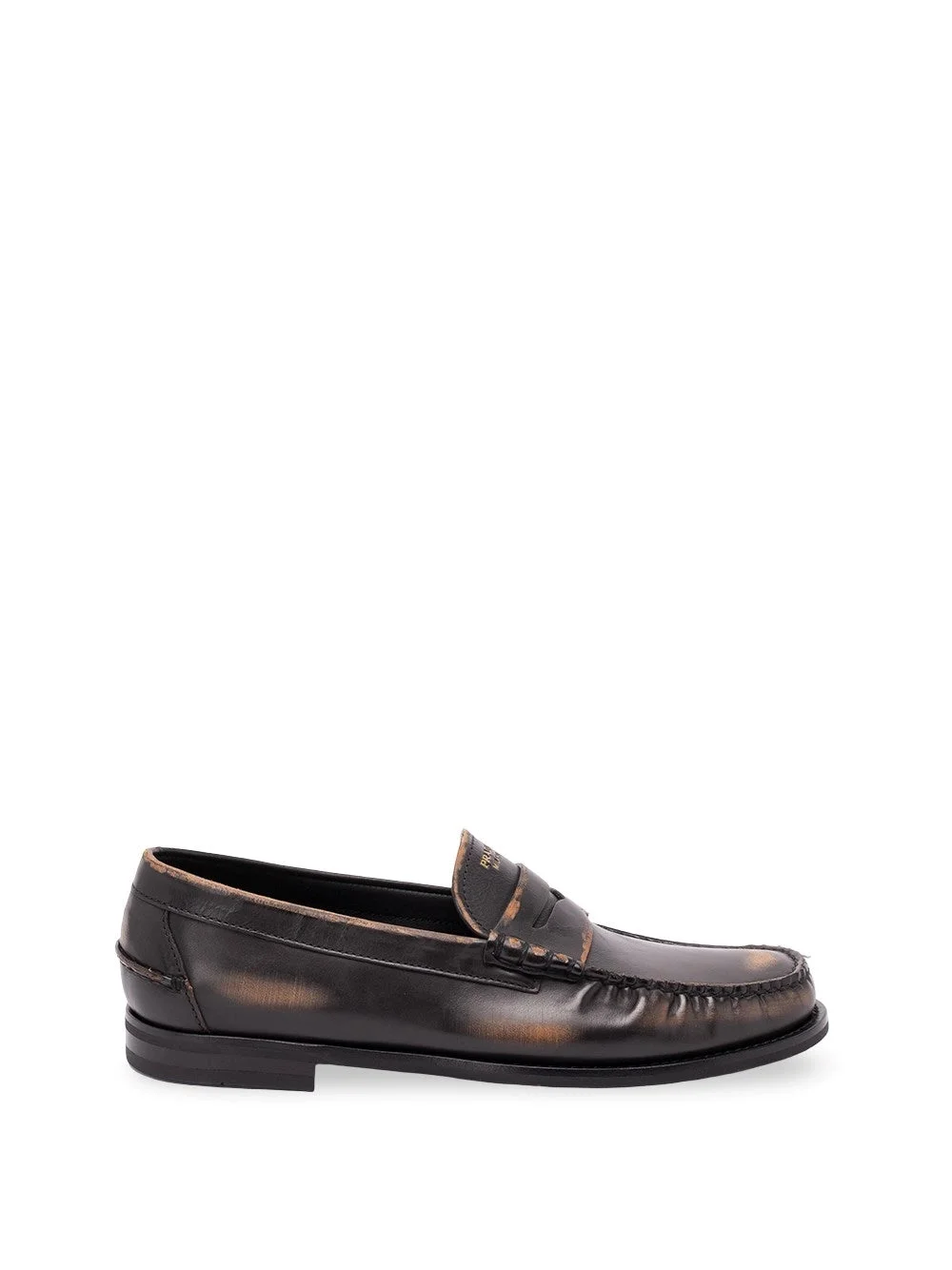 Prada Men Antiqued Leather Loafers - 1