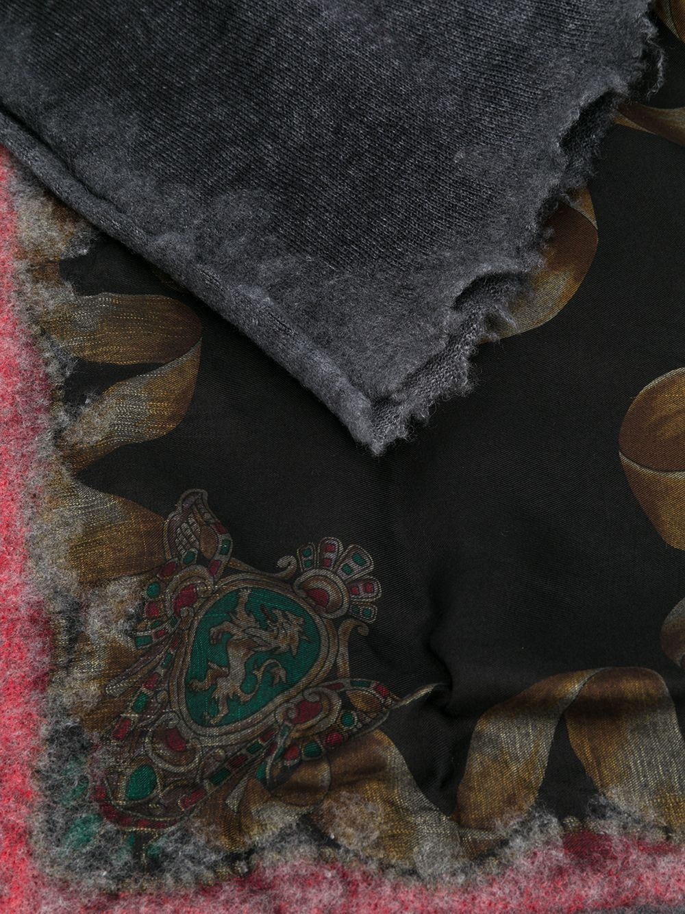 mixed-print raw-edge scarf - 3